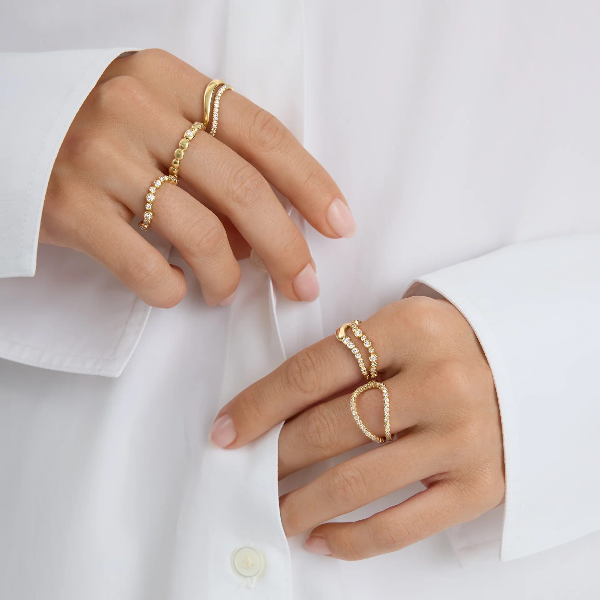 Ocean Wave Diamond Ring | Lab Grown | 14K Gold | Nature Inspired Stacking Band