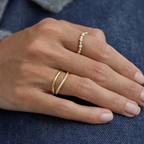 14K Gold Curve Lab Grown Diamond Ring: Bezel Set Stacking Band