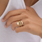 French Wave Diamond Band | Lab Grown | 14K Gold Wedding Ring