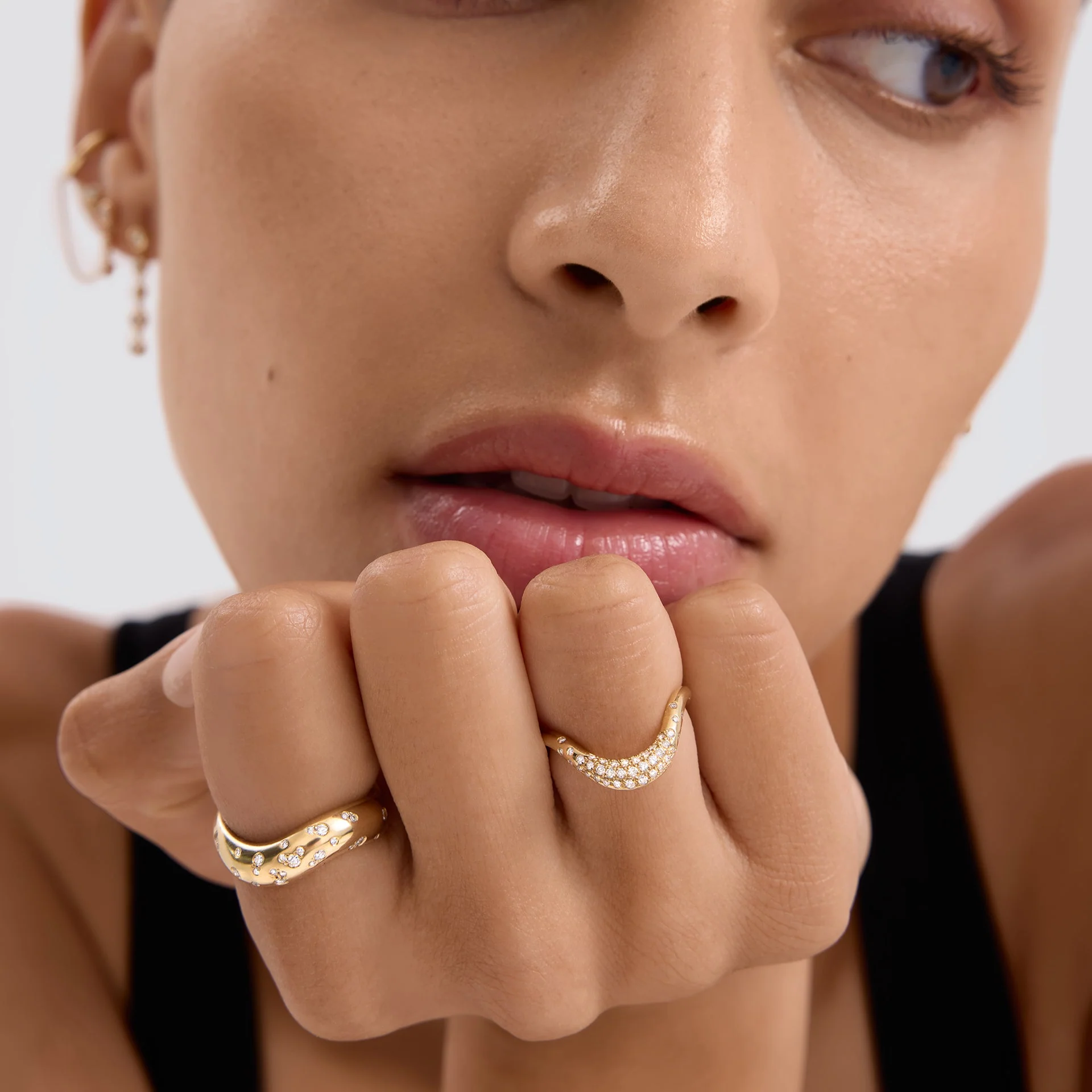 French Wave Diamond Band | Lab Grown | 14K Gold Wedding Ring