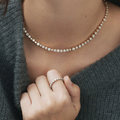 Diamond Tennis Necklace | Round Bezel Set | Lab Grown | 14K / 18K Gold