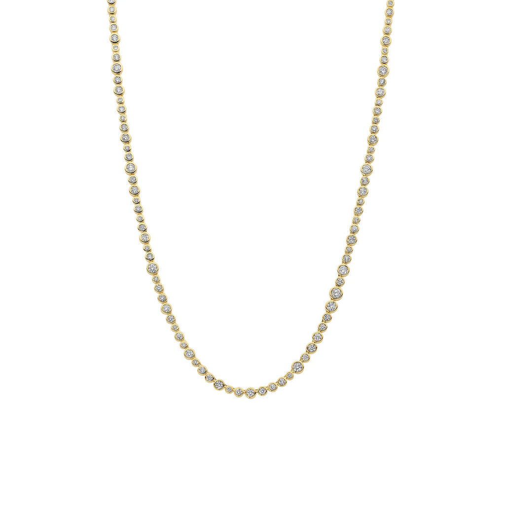 Diamond Tennis Necklace | Round Bezel Set | Lab Grown | 14K / 18K Gold