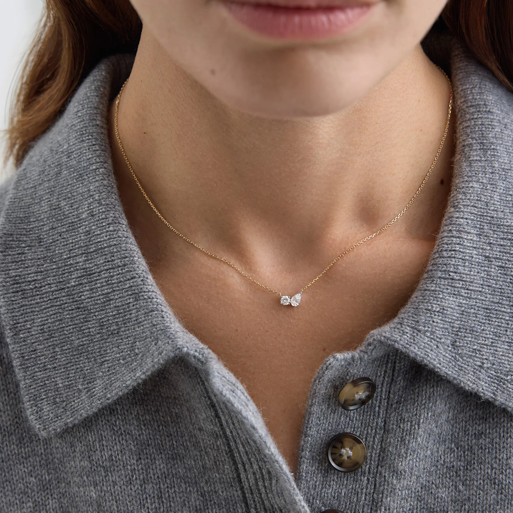 Round & Pear Lab Diamond Duo Necklace