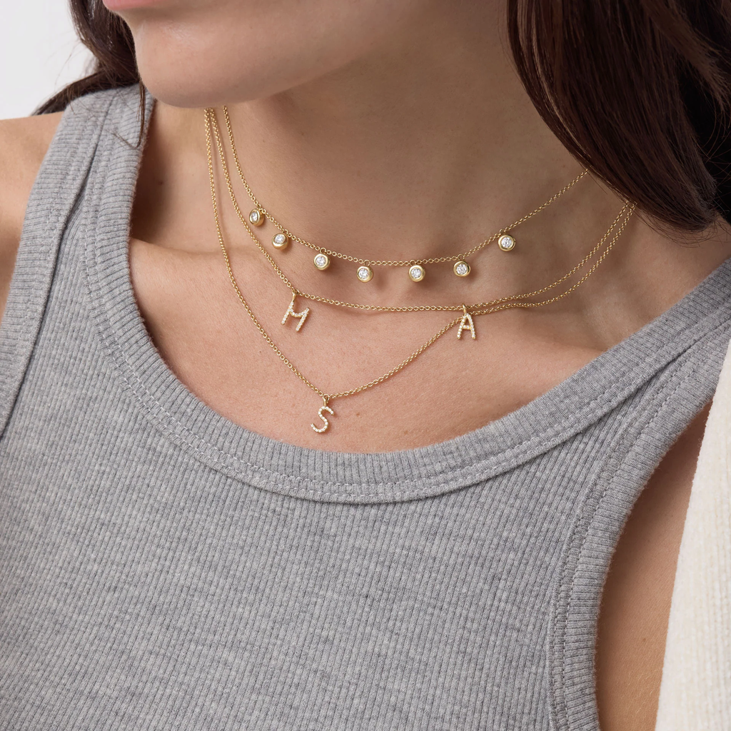 Seven Stone Diamond Station Necklace | Lab Grown | 14K Gold | Minimal Jewelry
