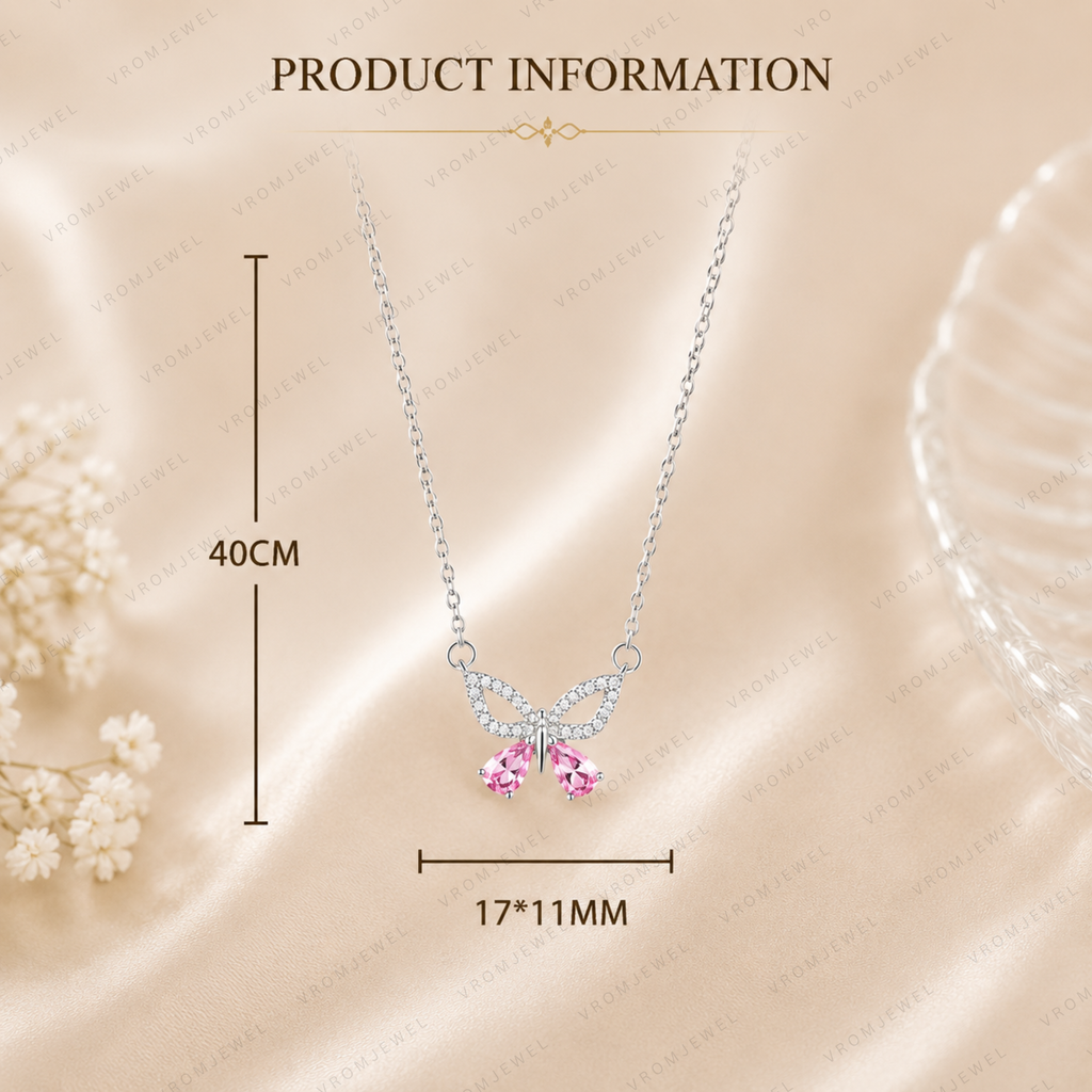 Butterfly Lab Grown Diamond Necklace, Hollow Butterfly Pendant, Solid Gold Butterfly Necklace, Nature Inspired Necklace, Minimalist Necklace