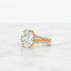 Oval Cut Ring with Split Shank Design | Lab Grown Diamond | 14K Yellow Gold