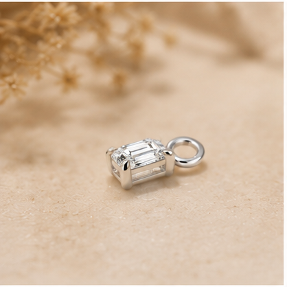 Dainty Lab Diamond Emerald Charm Earrings: 14k Gold Bridal Jewelry