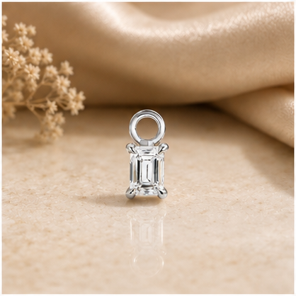 Dainty Lab Diamond Emerald Charm Earrings: 14k Gold Bridal Jewelry