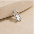 Dainty Lab Diamond Emerald Charm Earrings: 14k Gold Bridal Jewelry