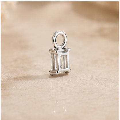 Dainty Lab Diamond Emerald Charm Earrings: 14k Gold Bridal Jewelry