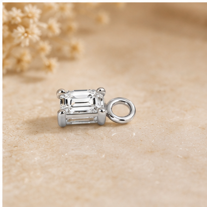 Dainty Lab Diamond Emerald Charm Earrings: 14k Gold Bridal Jewelry