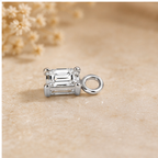Dainty Lab Diamond Emerald Charm Earrings: 14k Gold Bridal Jewelry