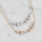 Dainty Floating Mixed Shape Necklace | Lab Grown Diamond | 14K Yellow Gold Minimalist Pendant