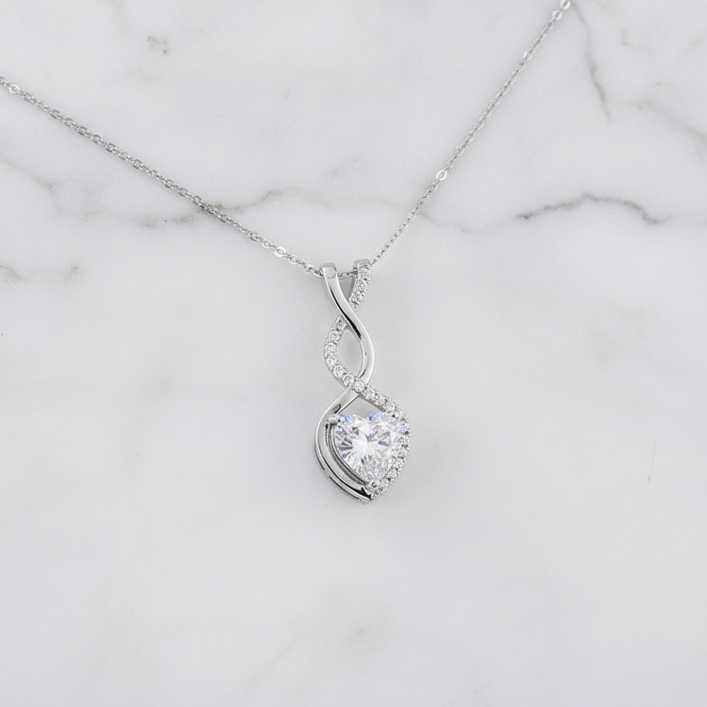 Infinity Necklace Heart Cut Pendant | Lab Grown Diamond | 14K Yellow Gold