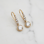 Drop Earrings Bezel Set Dangle | Lab Grown Diamond | 14K Yellow Gold Art Deco Style