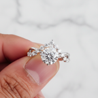 Unique V-Crown Ring Round Cut | Lab Grown Diamond | 14K Yellow Gold