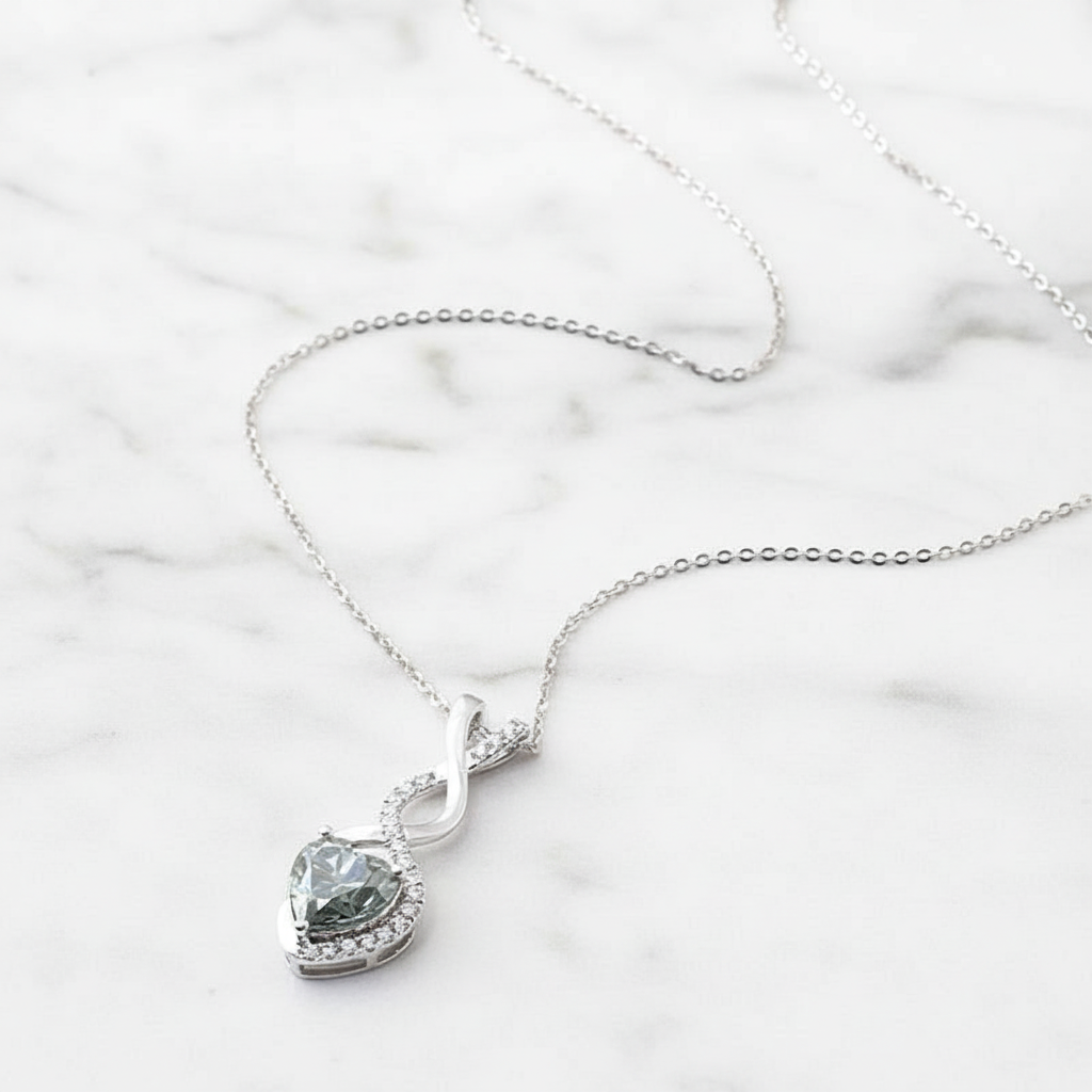 Infinity Necklace Heart Cut Pendant | Lab Grown Diamond | 14K Yellow Gold