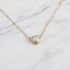 Minimalist Heart Cut Bezel Pendant Necklace | Lab Grown Diamond | 14K Yellow Gold