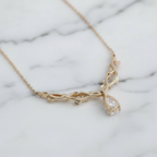 Leaf Branch Vine Pendant Necklace | Lab Grown Diamond | 14K Yellow Gold