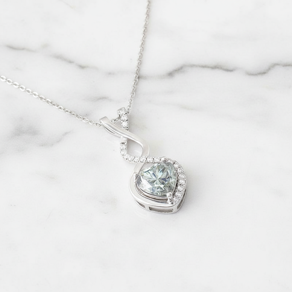 Infinity Necklace Heart Cut Pendant | Lab Grown Diamond | 14K Yellow Gold