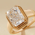 Modern Radiant Cut Bezel Set Ring | Lab Grown Diamond | 14K Yellow Gold Fine Jewelry