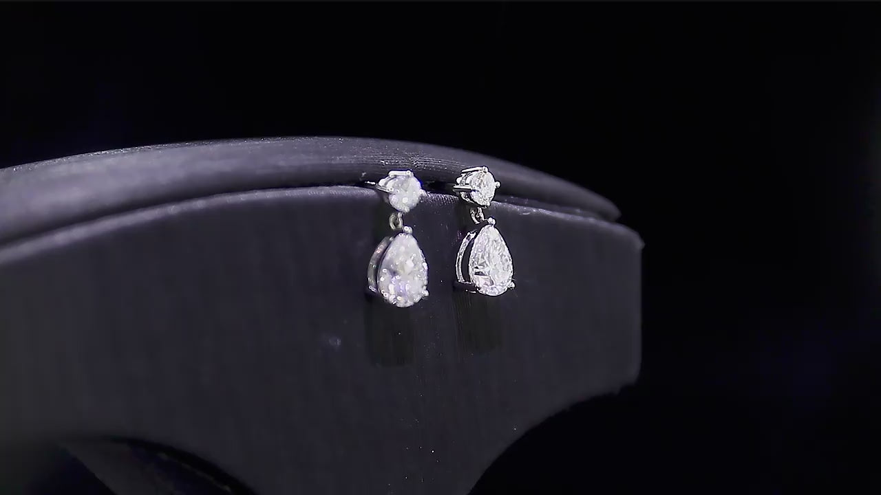 Pear Cut Dangle Earrings | Lab Grown Diamond | 14K Yellow Gold Modern Style