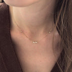 Dainty Six Stone Diamond Station Necklace | Lab Grown | 14K Gold | Gift for Her