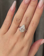 5 Carat Pear Lab Grown Diamond Engagement Ring, Pear Solitaire Diamond Ring, 14K White Gold Statement Ring, IGI Certified