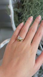 Pear Cut Wrap Twist Ring | Lab Grown Diamond | 14K Yellow Gold Smooth Modern Setting