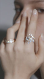 Wavy Pavé Ring Wide Curve Band | Lab Grown Diamond | 14K Yellow Gold