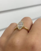1.00 CT Lab Grown Marquise Diamond Ring: 14k Gold Bezel Solitaire