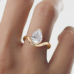 Elegant Twisted Pear Cut Ring | Lab Grown Diamond | 14K Yellow Gold Classic Style