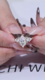 Modern Marquise Solitaire Ring with Side Accent Diamonds | Lab Grown Diamond | 14K Yellow Gold