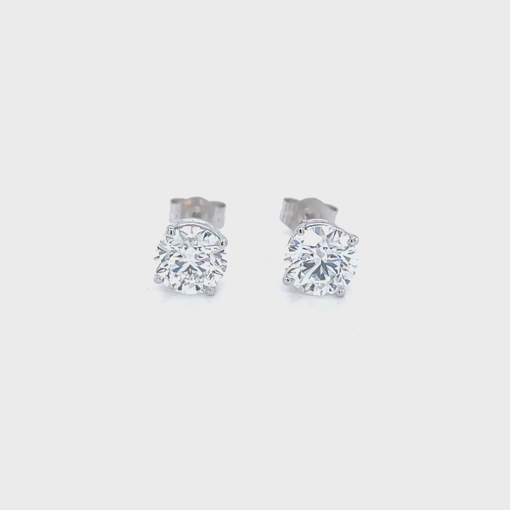 Round Lab Grown Diamond Solitaire Bridal Stud Earrings in Solid 14K Gold