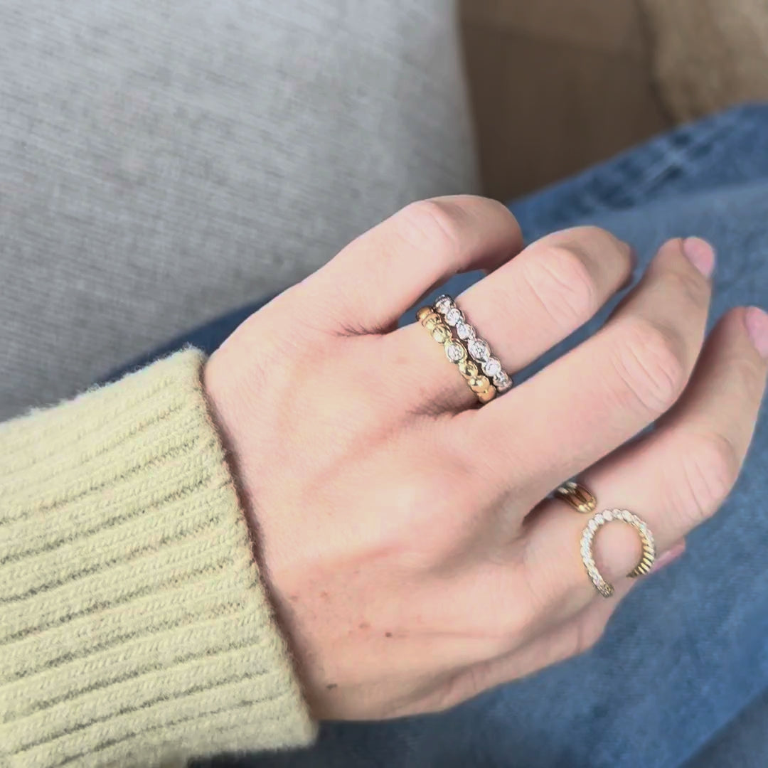 Ocean Wave Diamond Ring | Lab Grown | 14K Gold | Nature Inspired Stacking Band