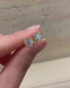 Modern Bezel Stud Earrings Round Cut | Lab Grown Diamond | 14K Yellow Gold