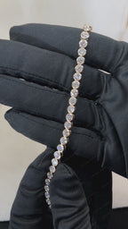 Bezel Set Round Lab Grown Diamond Tennis Bracelet in Solid 14K Gold