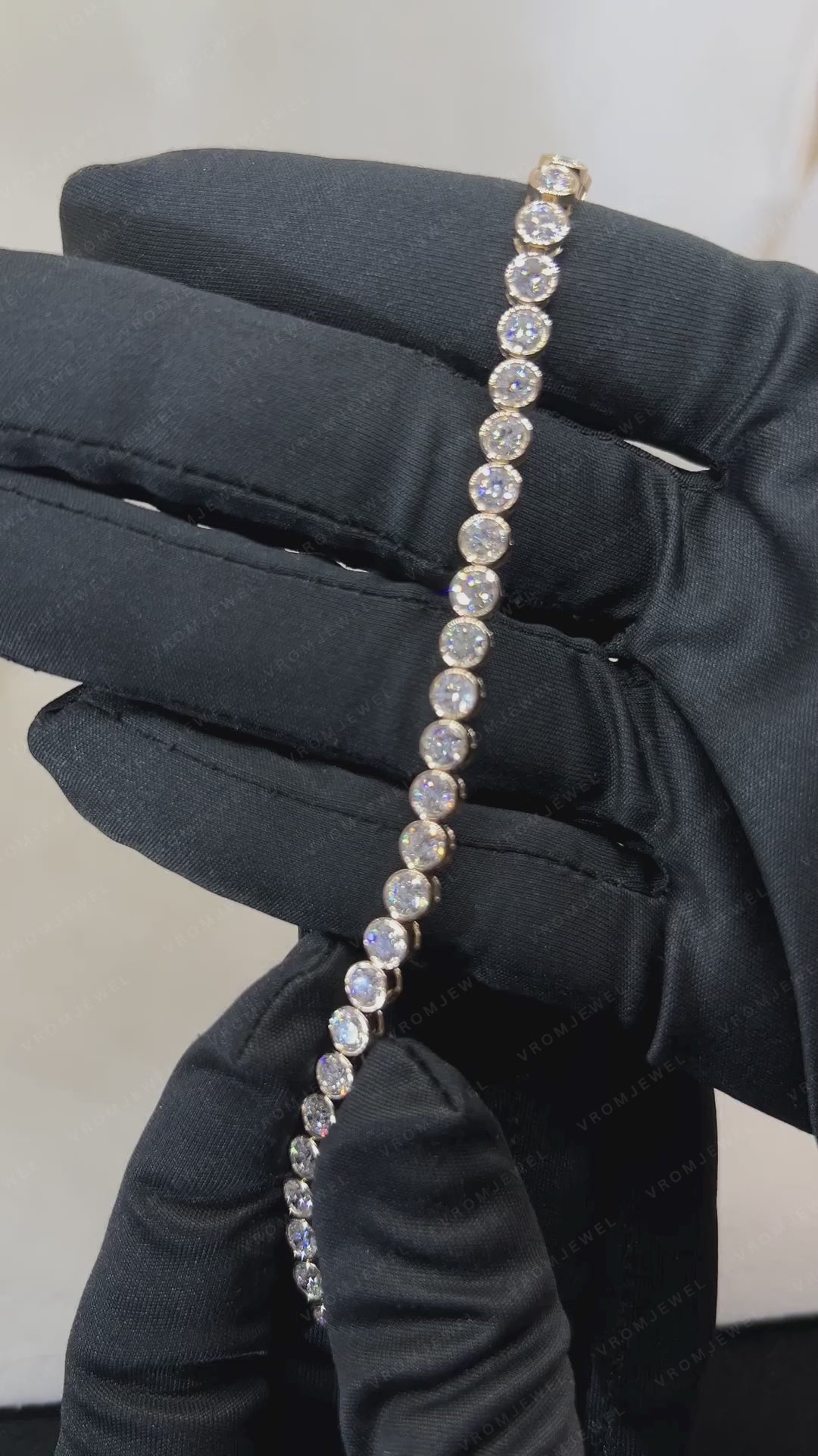 Bezel Set Round Lab Grown Diamond Tennis Bracelet in Solid 14K Gold