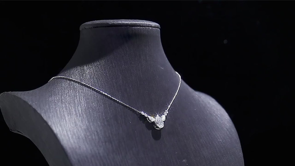 Pear Cut Chevron Pendant Necklace | Lab Grown Diamond | 14K Yellow Gold Minimalist