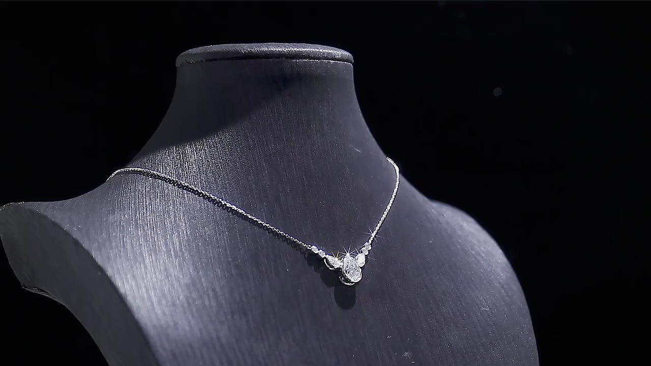 Pear Cut Chevron Pendant Necklace | Lab Grown Diamond | 14K Yellow Gold Minimalist