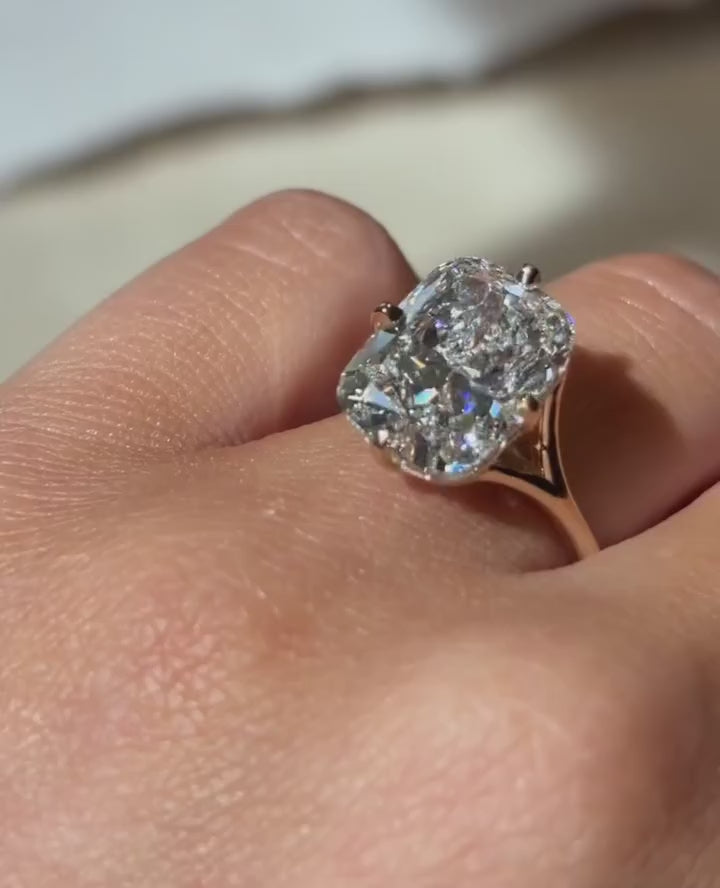 Modern Cushion Solitaire Engagement Ring | Lab Grown Diamond | 14K Yellow Gold