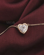 Minimalist Heart Cut Bezel Pendant Necklace | Lab Grown Diamond | 14K Yellow Gold