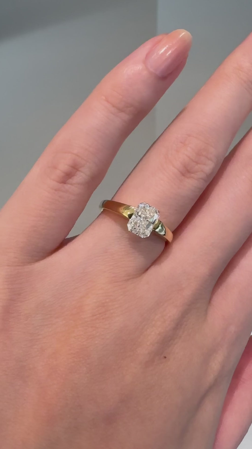 Modern Radiant Cut Ring | Lab Grown Diamond | 14K Yellow Gold Minimal Sleek Design