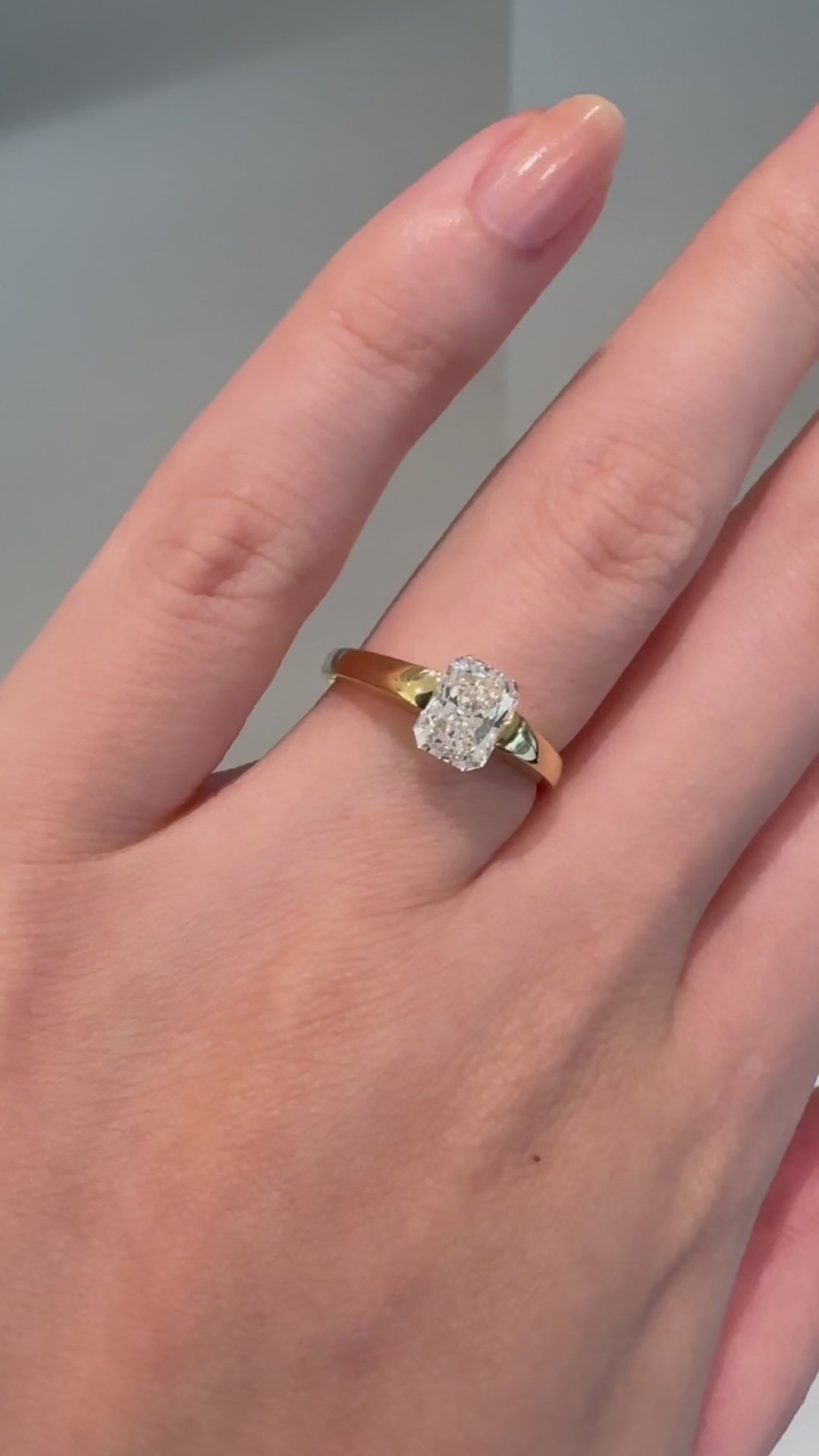 Modern Radiant Cut Ring | Lab Grown Diamond | 14K Yellow Gold Minimal Sleek Design