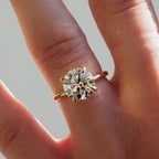 Modern Round Solitaire Engagement Ring | Lab Grown Diamond | 14K Yellow Gold Fine Bridal Jewelry