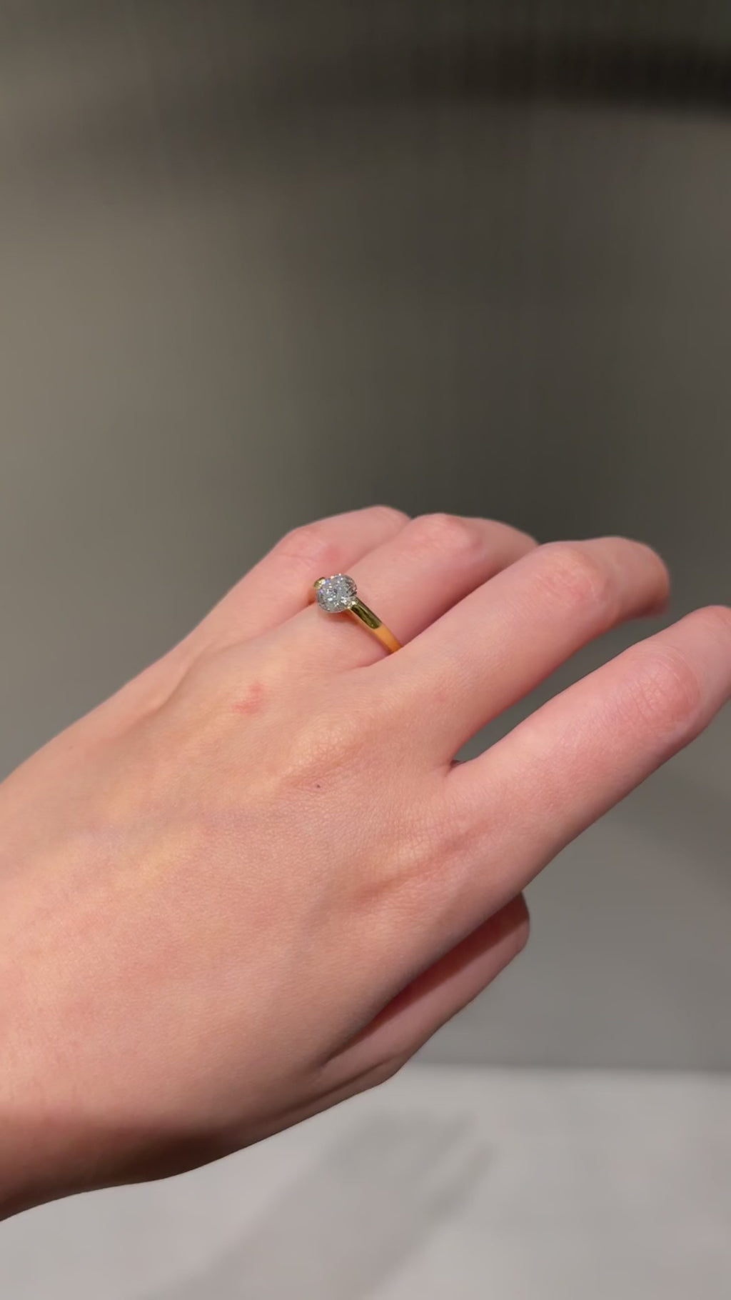 Modern Round Cut East West Ring | Lab Grown Diamond | 14K Yellow Gold Sleek Design