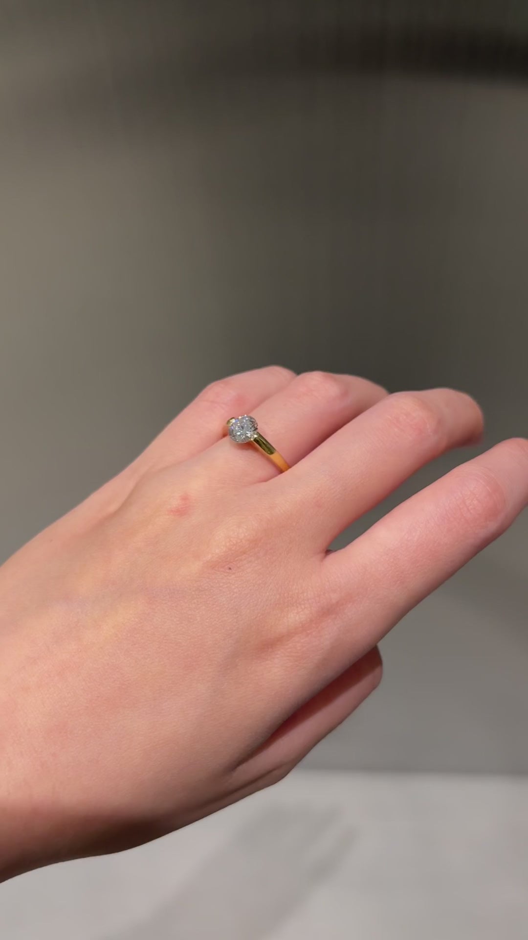 Modern Round Cut East West Ring | Lab Grown Diamond | 14K Yellow Gold Sleek Design