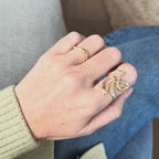 Star Wave Diamond Ring | Lab Grown | 14K Yellow Gold | Whimsical Stacking Band