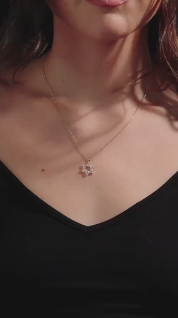 Star of David Pendant Necklace | Lab Grown Diamond | 14K Yellow Gold Modern Necklace