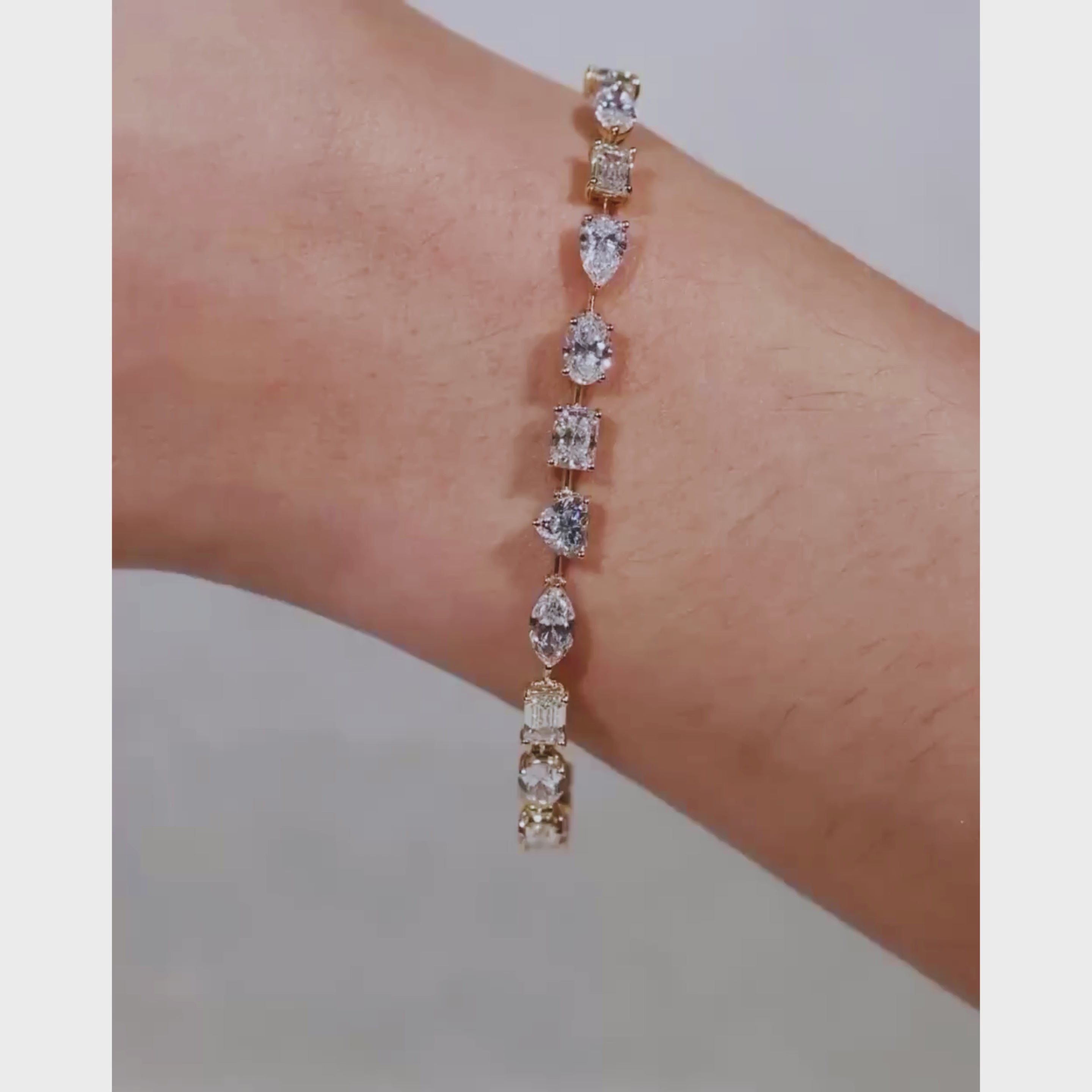 Multi Shape Diamond Tennis Bracelet | Lab Grown | 14K Yellow Gold Anniversary Gift